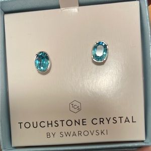 Light turquoise post earrings by Touchstone Crystal Swarovski.